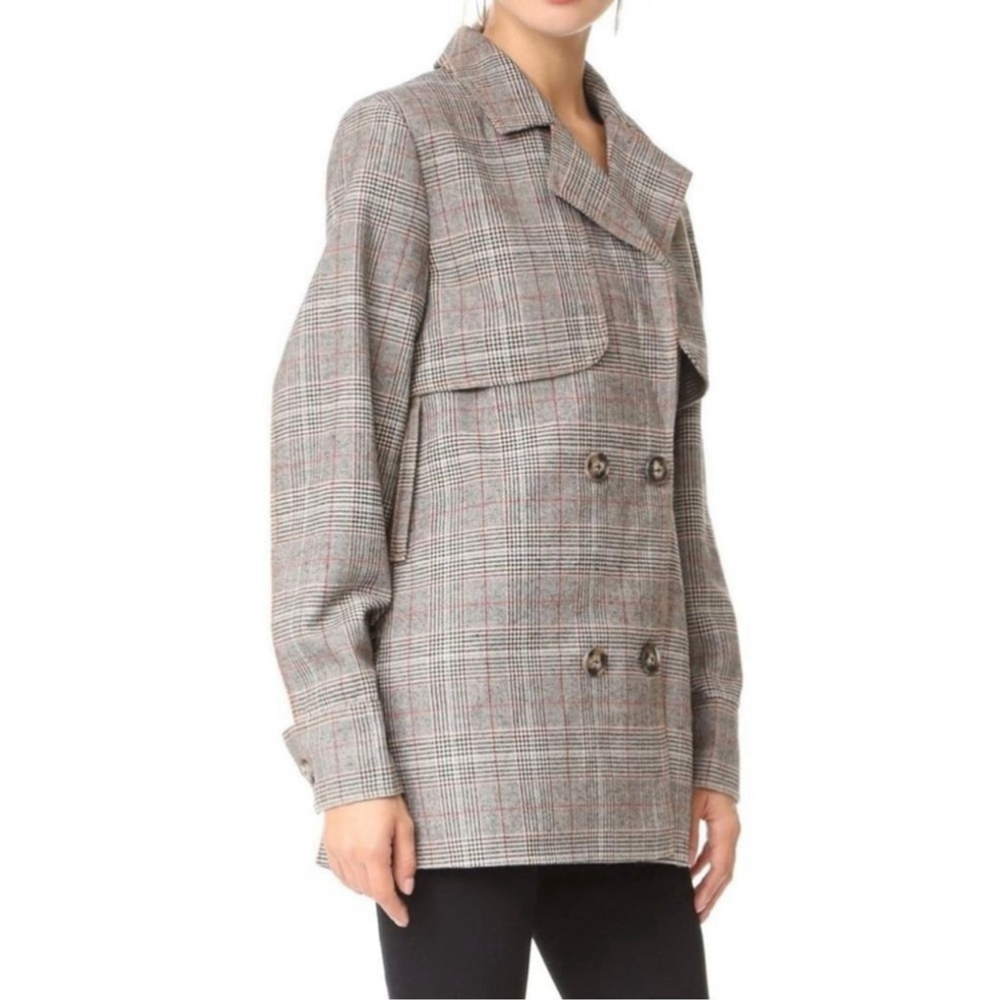 SELF-PORTRAIT DOUBLE-BREASTED CHECKED PLAID COAT BLAZER SIZE MEDIUM GREY